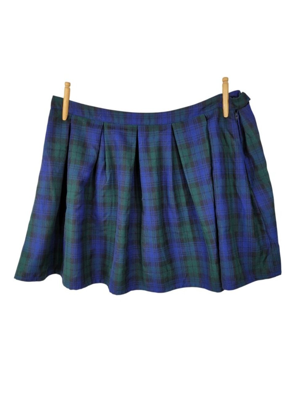 Hot Topic Plus Size 3X Blue Green Tartan Plaid Pleated Mini Skirt Blackwatch